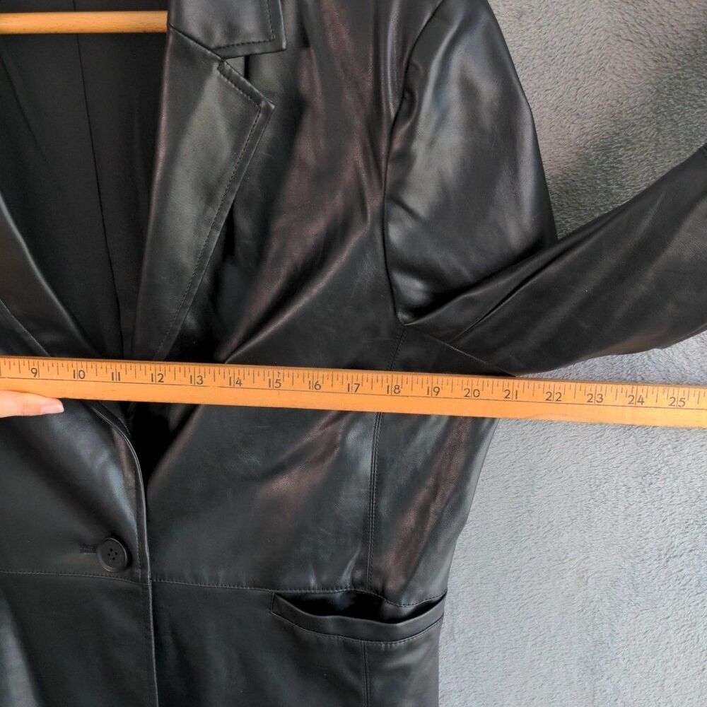 EVEREVE Perry St. Faux Leather Blazer Jacket Size L Black Lined Vegan Classic - Picture 6 of 10